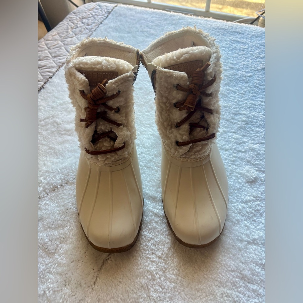 Sperry’s Women’s Top-Sider Rain Duck Boots, Size 6 Cream Boots